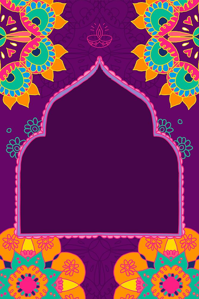 Diwali festival rangoli Indian colorful frame