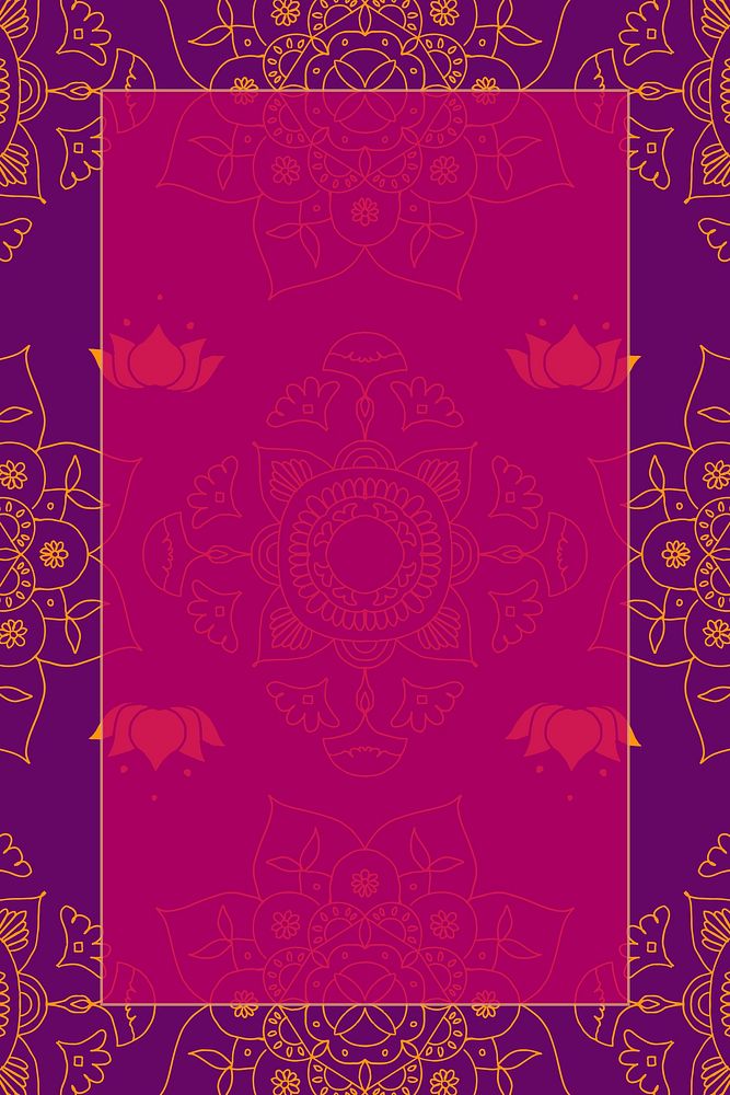 Diwali festival rangoli Indian purple frame