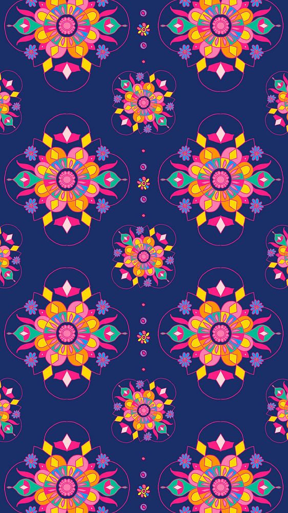 Mandala Indian rangoli vector pattern phone wallpaper