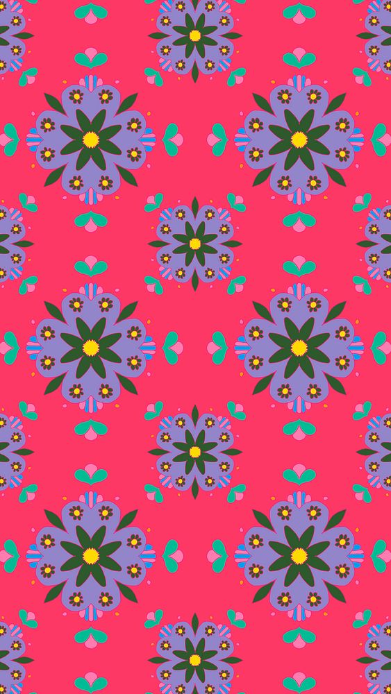 Indian mandala flower psd pattern phone wallpaper