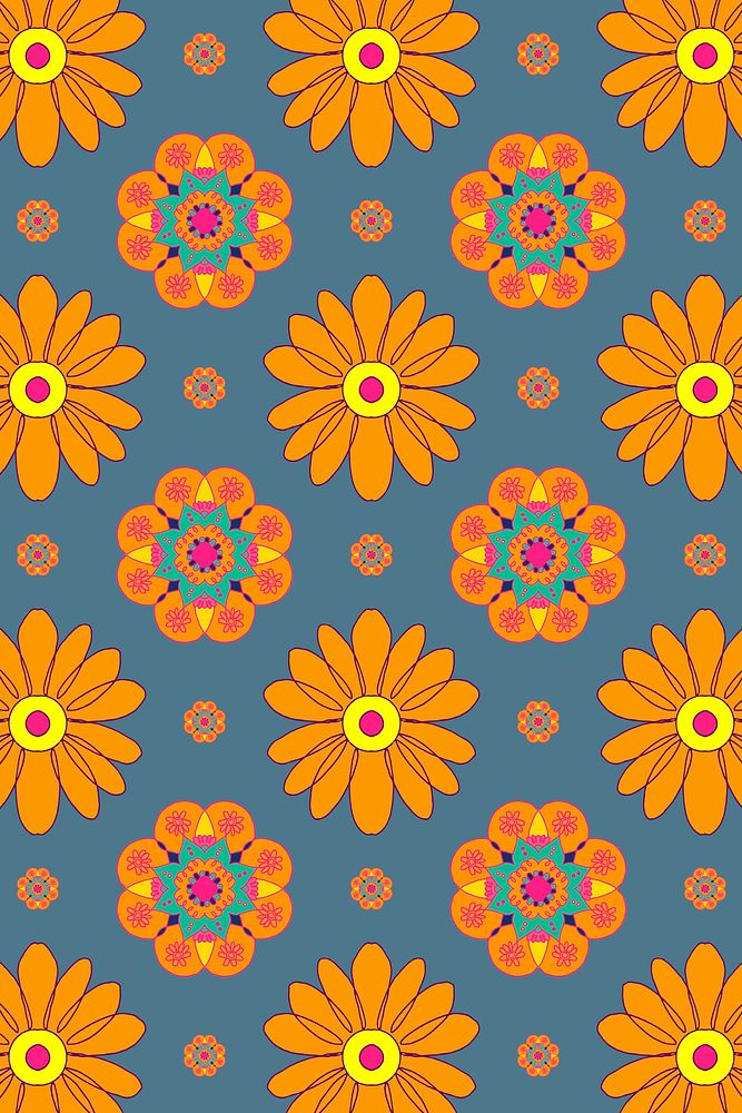 Marigold flower pattern vector Diwali background
