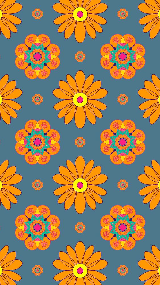 Marigold flower pattern psd Diwali phone background