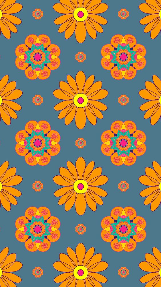Marigold flower pattern vector Diwali festival phone background