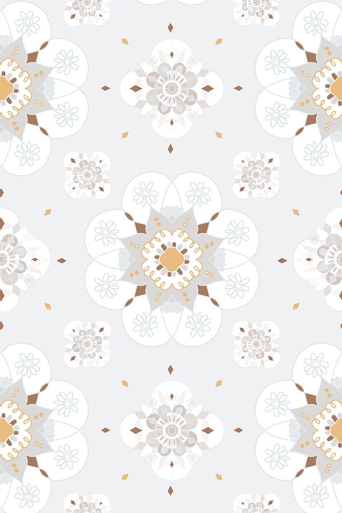 Mandala gray Indian pattern psd floral background