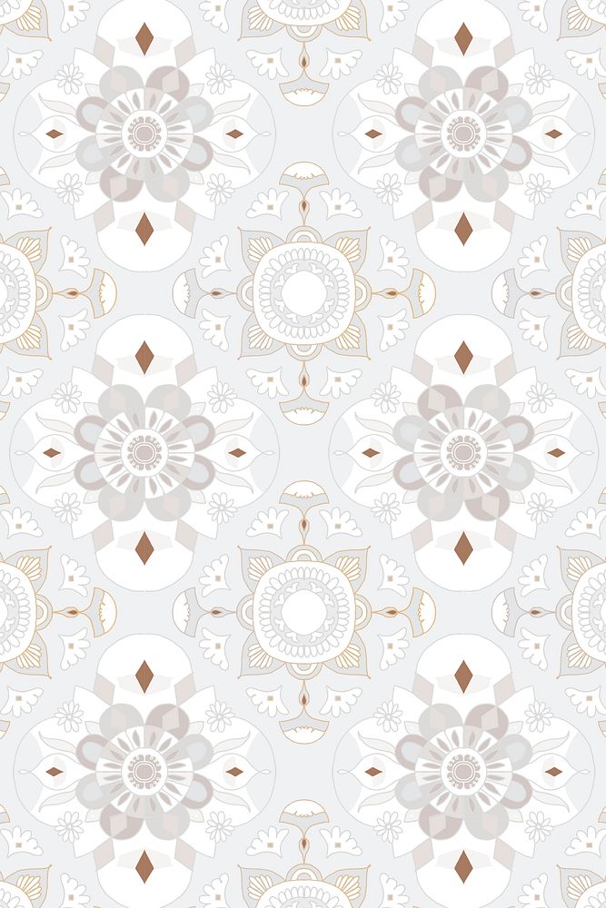 Mandala gray Indian pattern psd botanical background