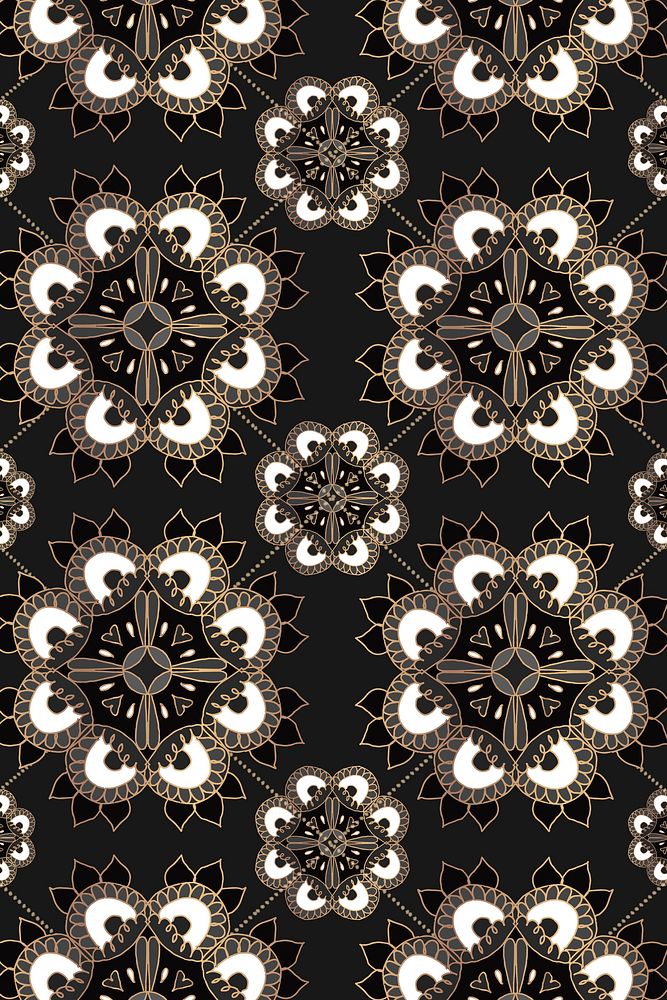 Mandala black Indian pattern psd floral background