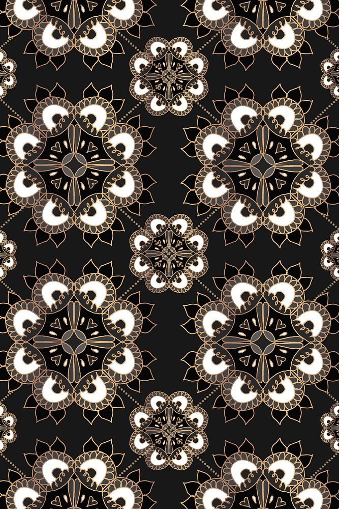 Mandala black Indian pattern vector floral background