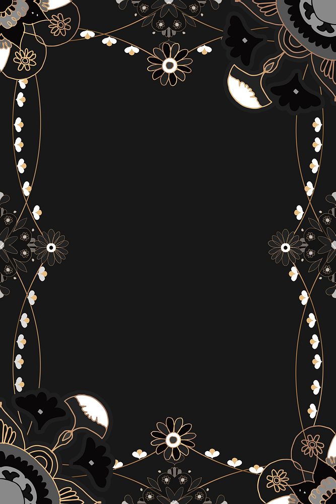 Indian Mandala pattern frame psd black floral background