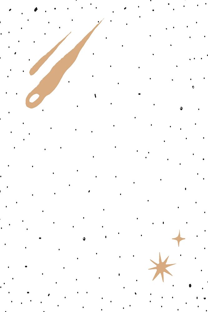 Golden meteor shower vector cute doodle galaxy on white background