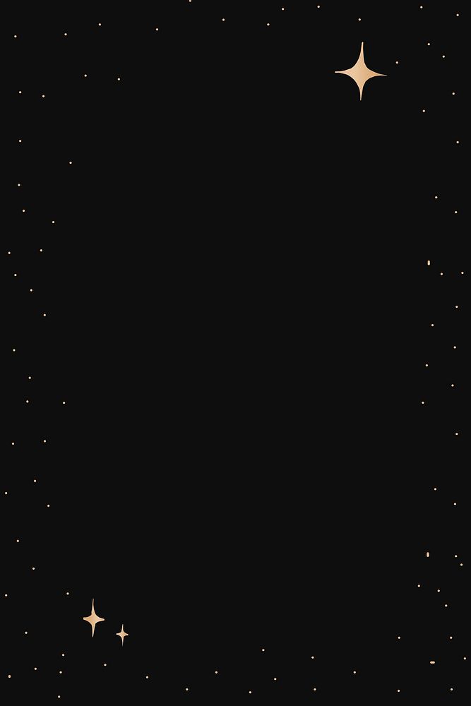 Sparkly stars gold vector starry sky border on black background