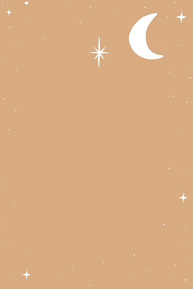 Half moon and stars vector border silver starry sky on brown background