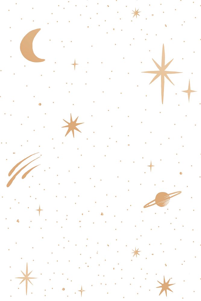 Galaxy gold psd starry sky on white background