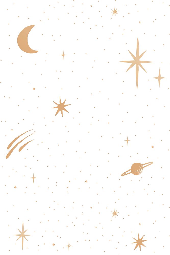 Galaxy gold vector starry sky on white background
