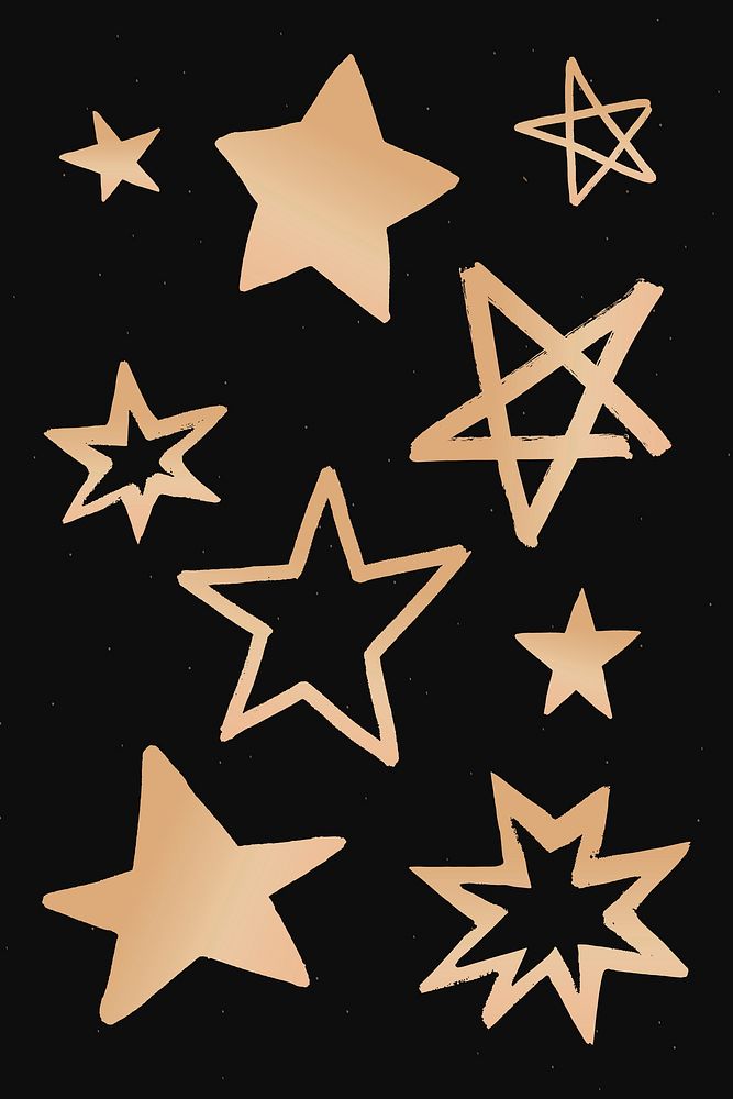 Golden vector stars galactic doodle sticker