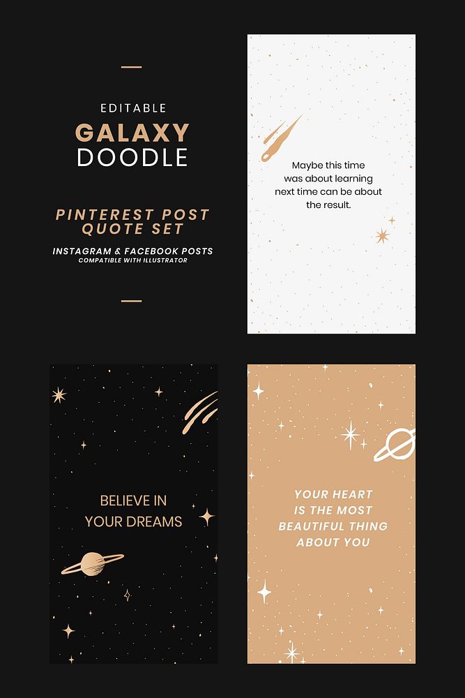 Vector positive quotes editable galaxy banner template collection