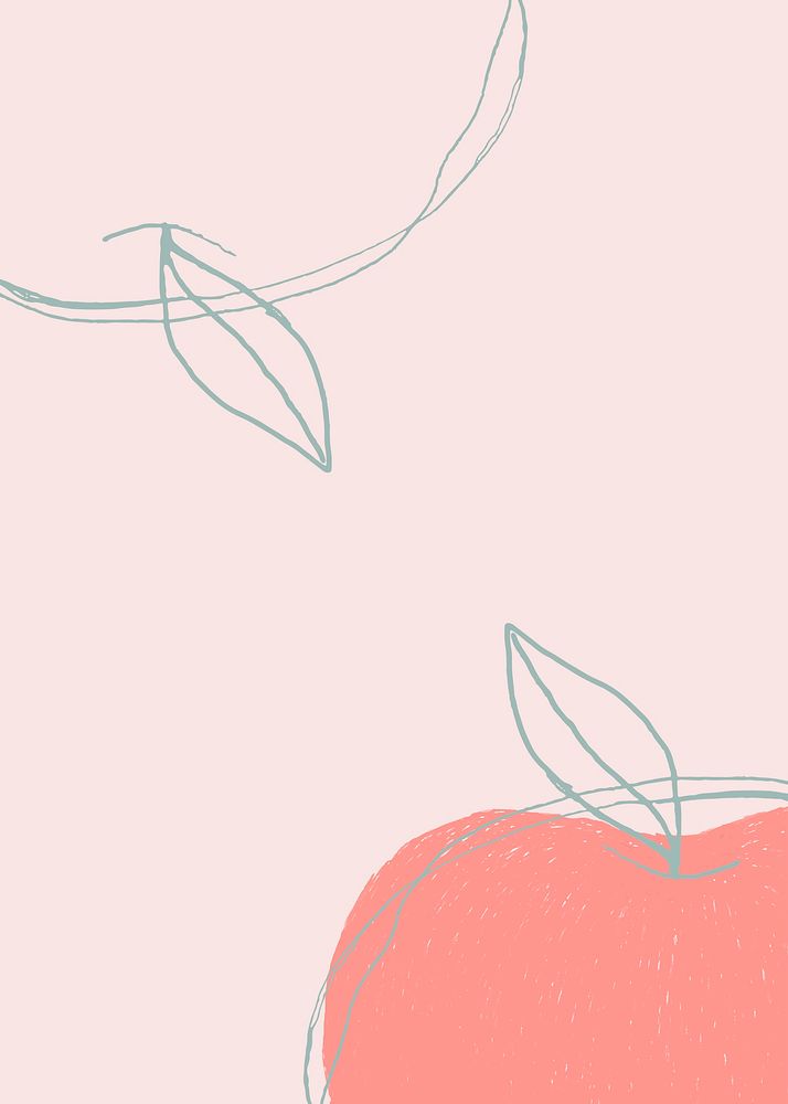 Fruit doodle pink apple psd design space