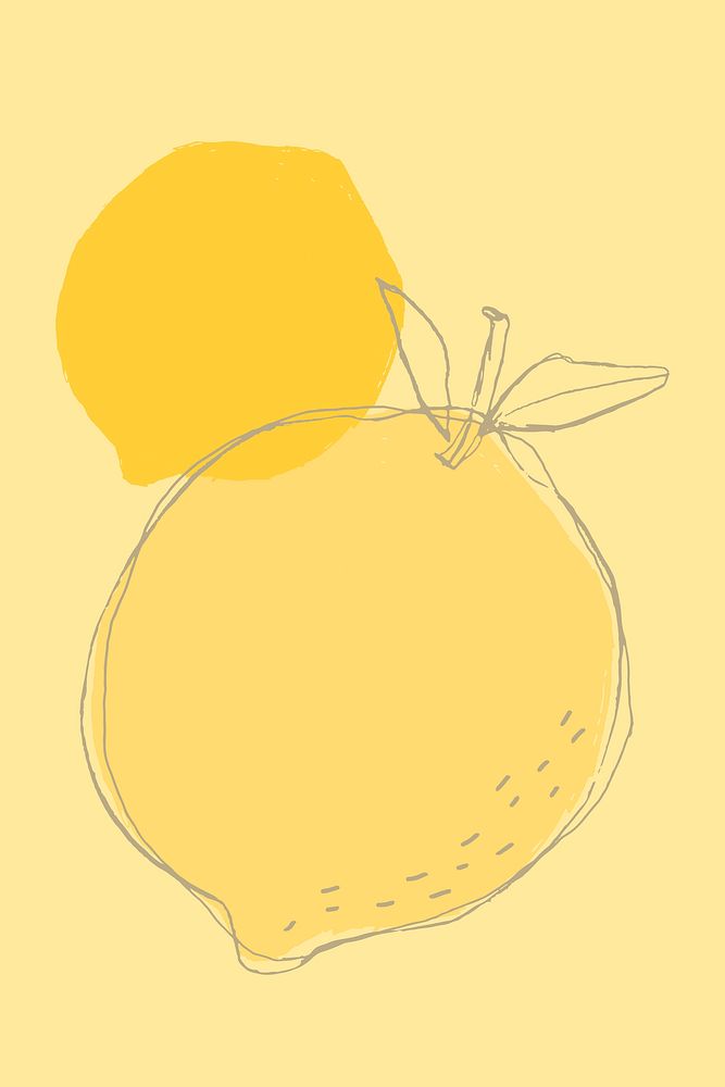 Cute yellow lemon fruit psd copy space
