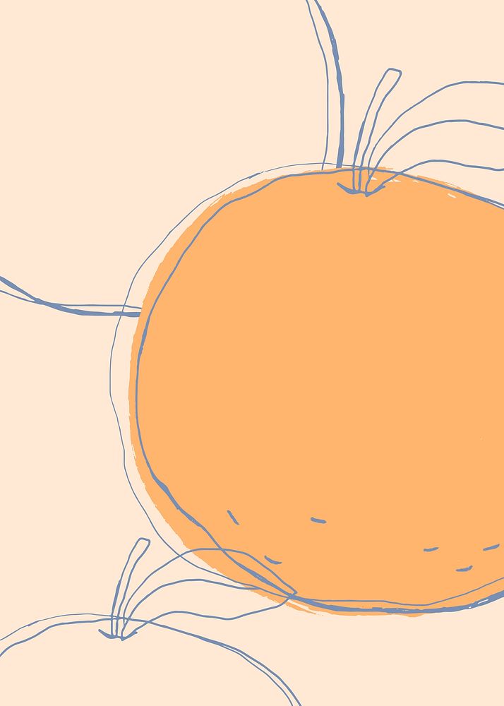 Orange fruit psd hand drawn copy space