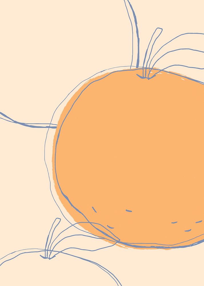 Fruit doodle orange vector copy space