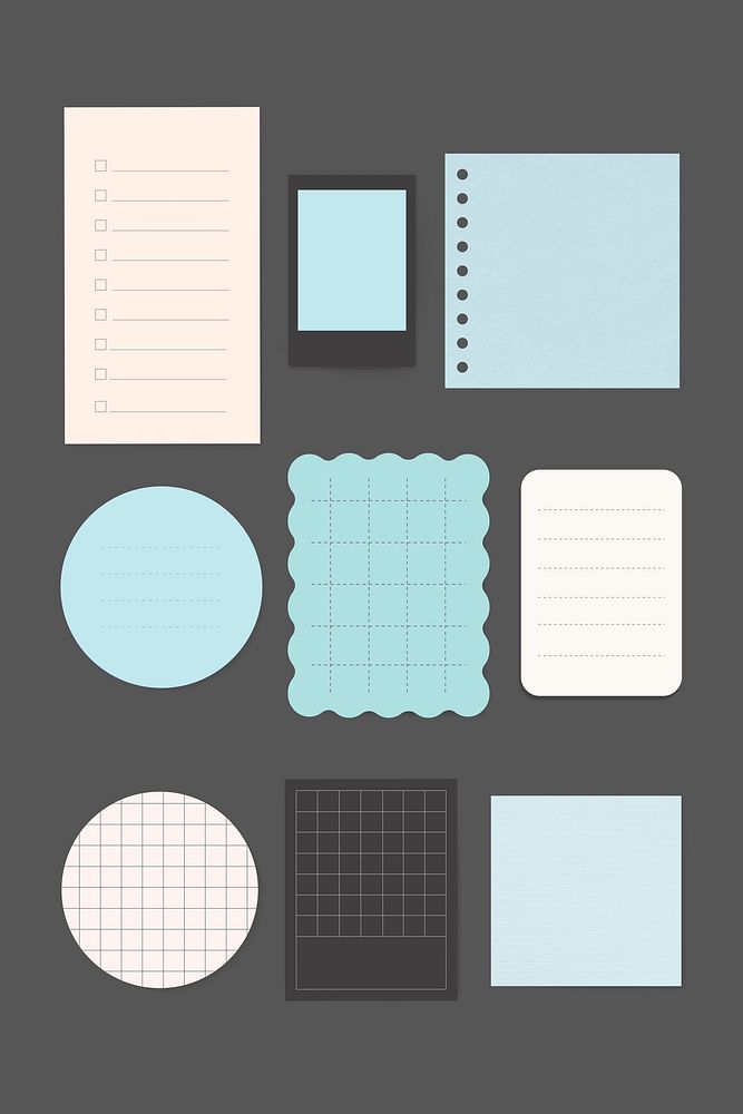 Office stationery memo pad vector set