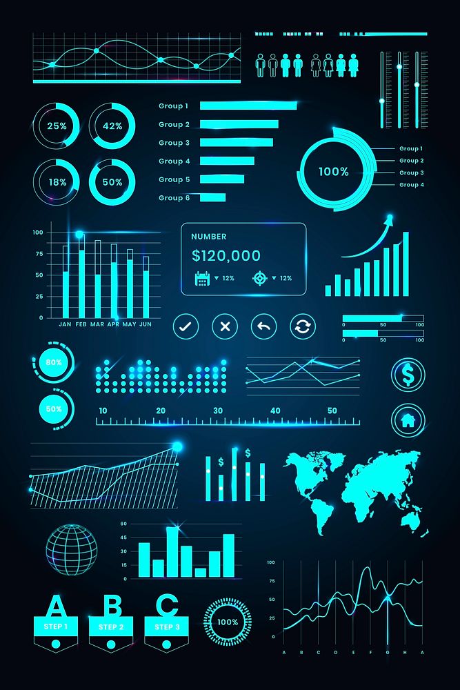 Futuristic digital user interface dashboard illustration