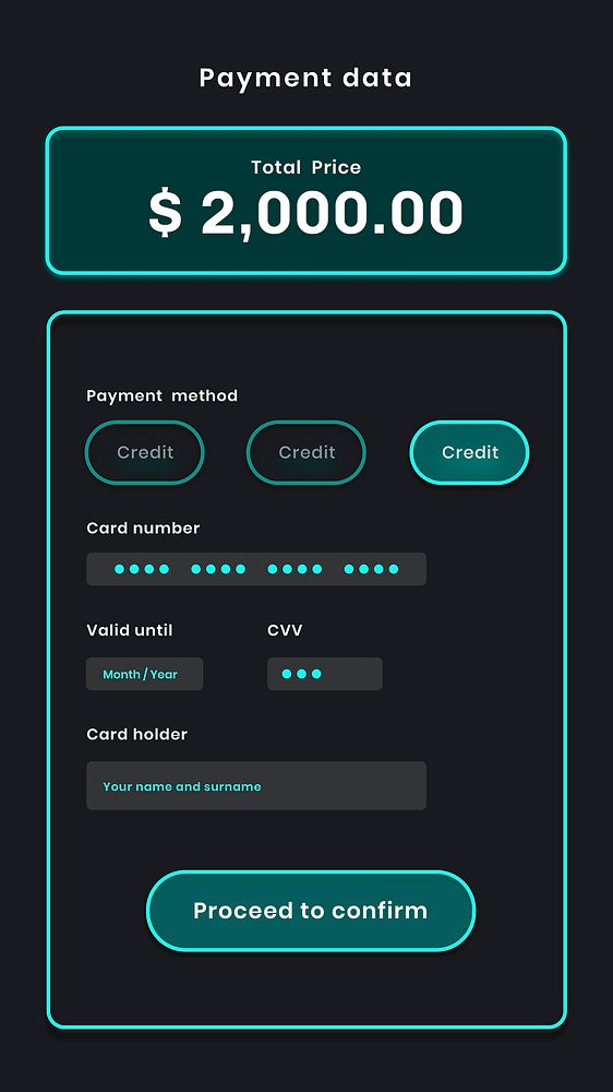 Online payment vector mobile application template