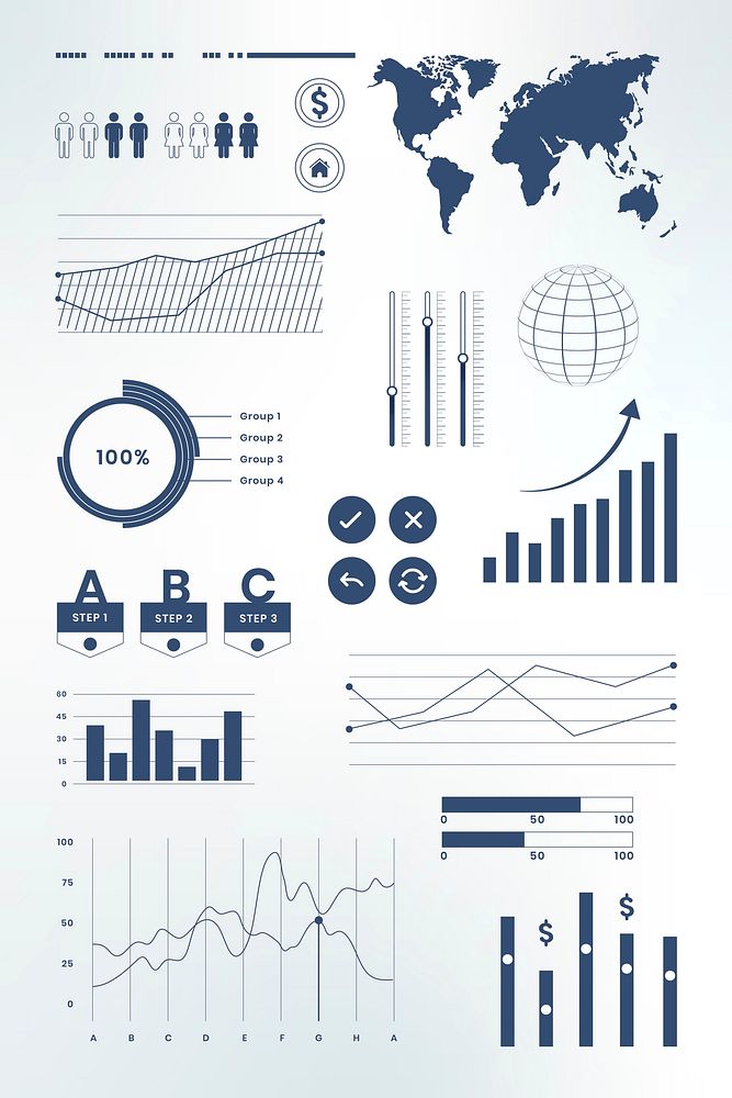 Marketing dashboard data infographic vector