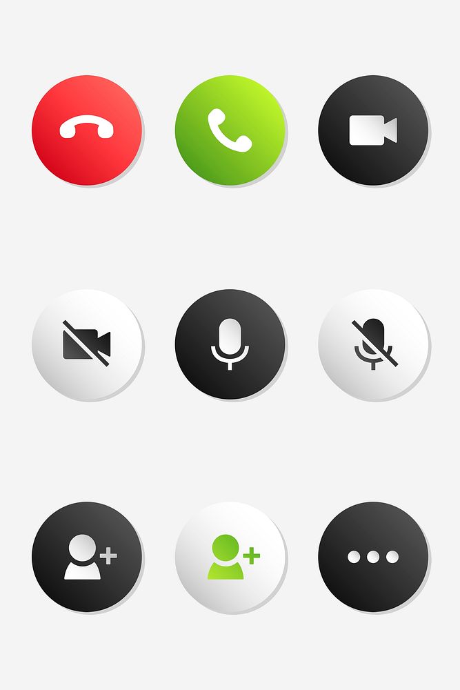 Mobile phone call icon psd set