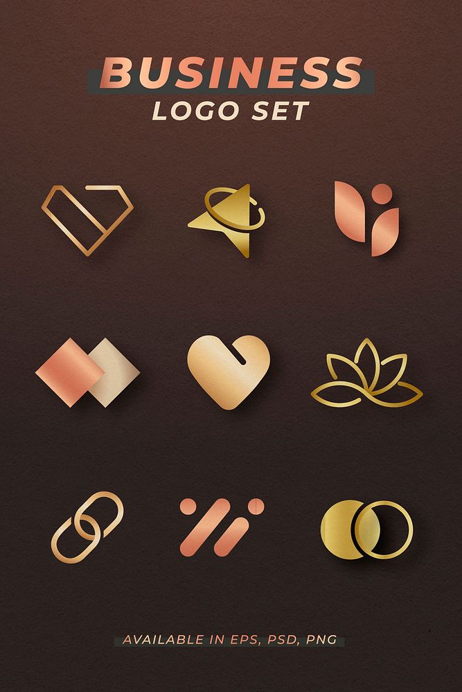 Luxury business logo vector set rose gold icon design