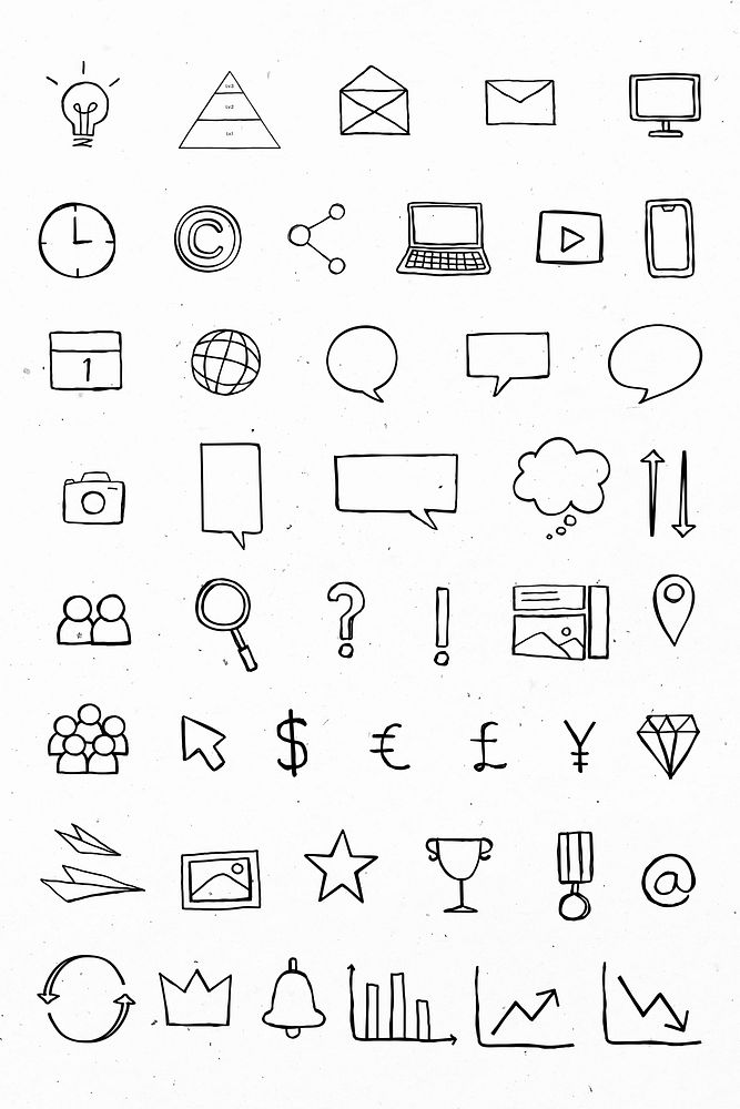 Useful business icons psd for marketing black collection