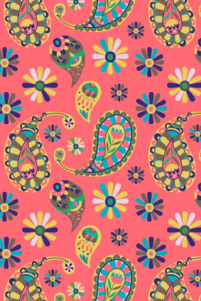 Bright pink paisley pattern vector background
