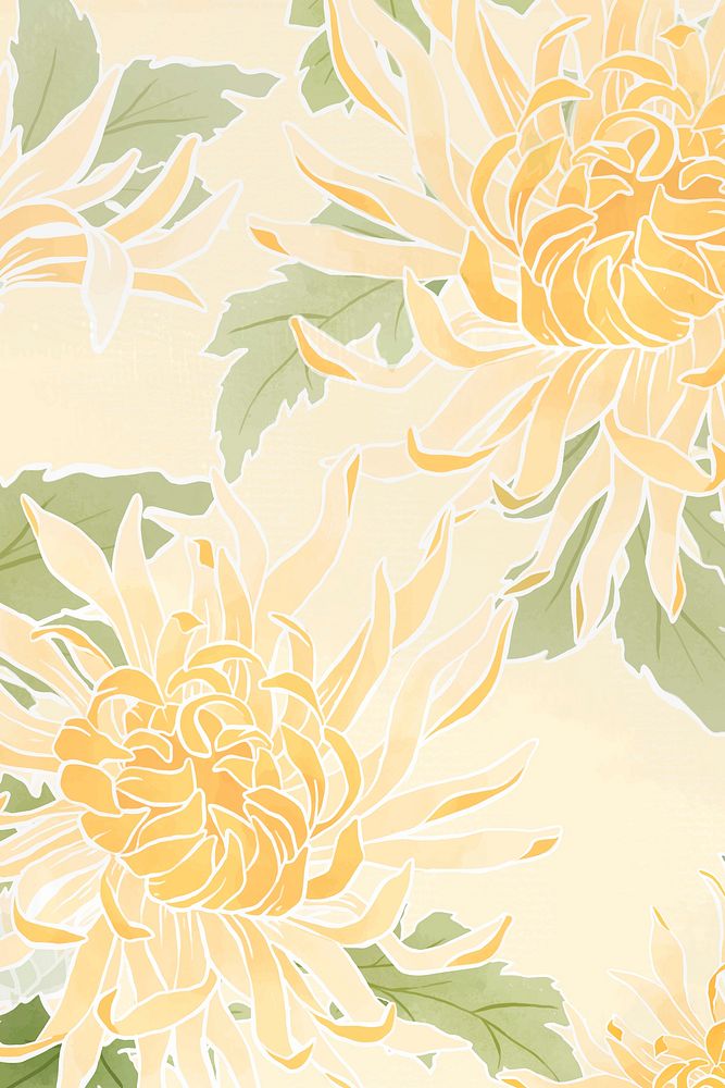 Hand-drawn chrysanthemum floral background