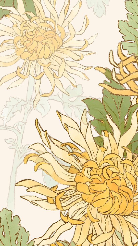 Hand-drawn chrysanthemum background