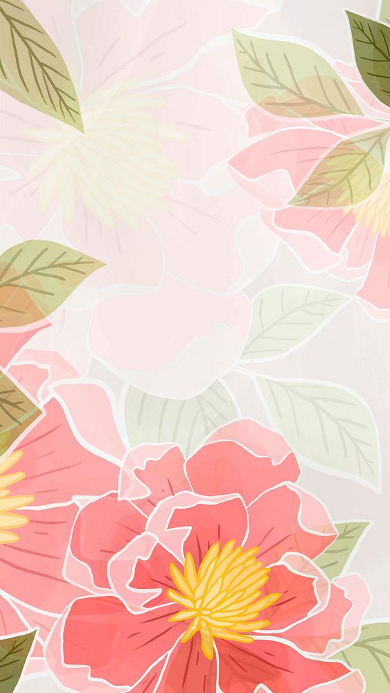Hand drawn rose background vector mobile wallpaper