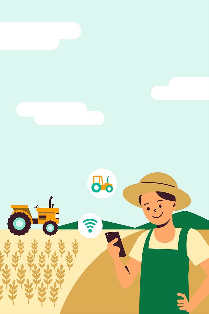 Smart tractor digital agricultural technology illustration