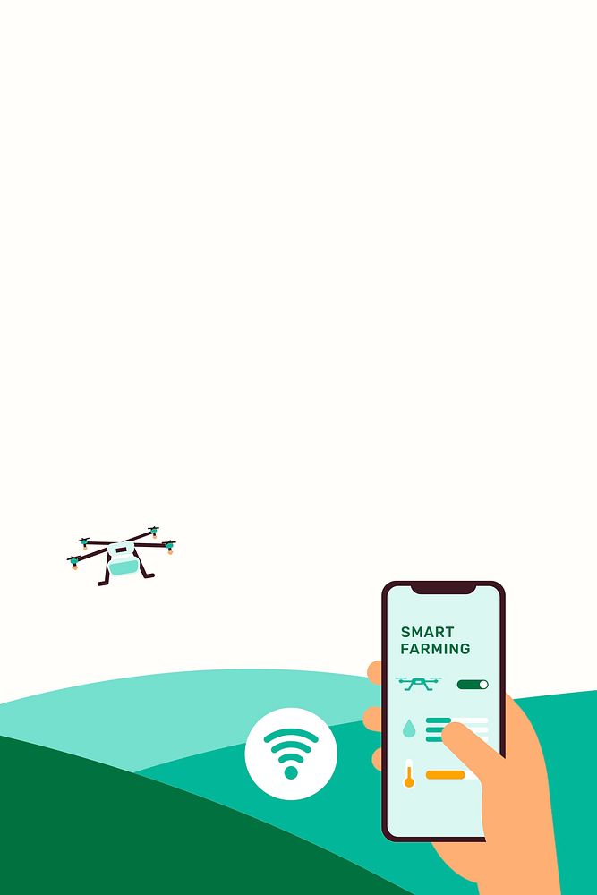 Agricultural drone smart farming social media background illustration