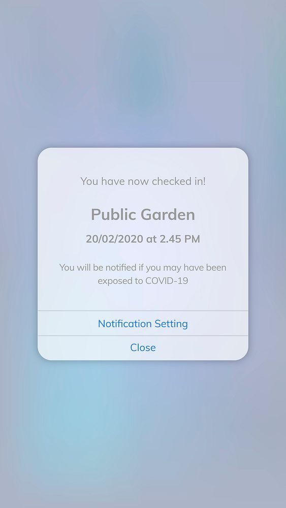 COVID-19 exposure alert app template psd mobile screen