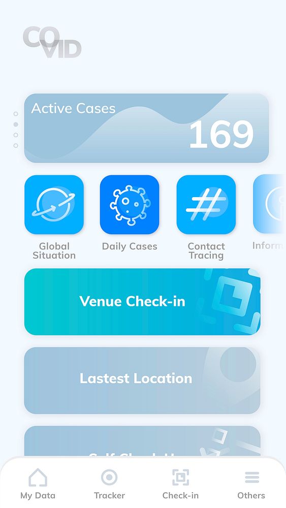 COVID-19 tracking application template vector mobile screen