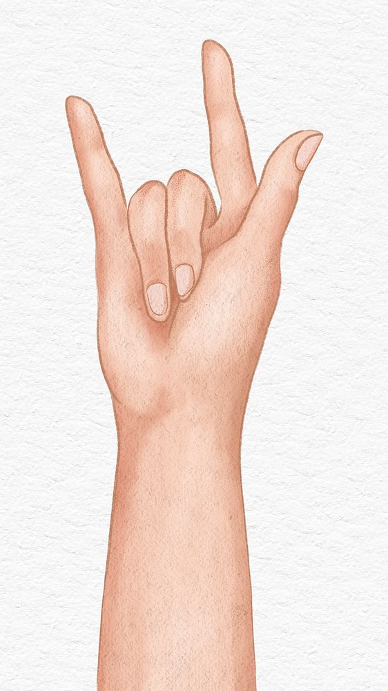Love hand sign aesthetic design element hand drawn illustration
