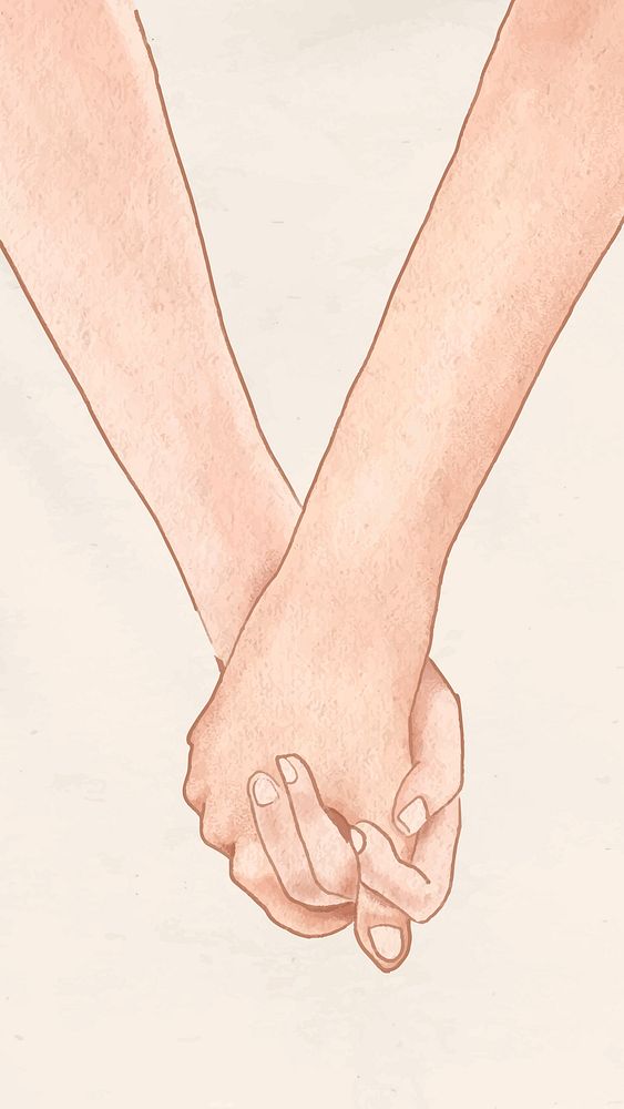 Couple holding hands romantically vector mobile lockscreen wallpaper