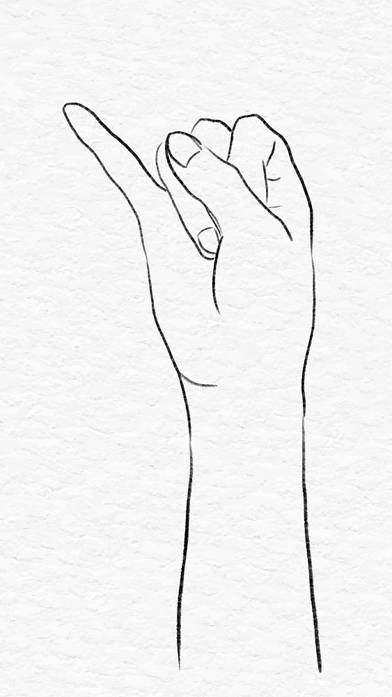 Hand showing pinky finger vector grayscale sketch