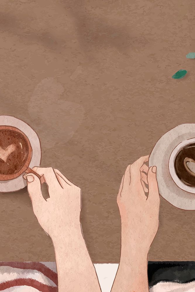 Perfect coffee date Valentine&rsquo;s vector aesthetic illustration background