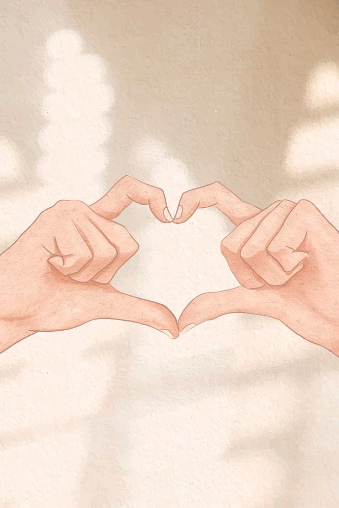 Cute heart hand gesture vector aesthetic illustration background
