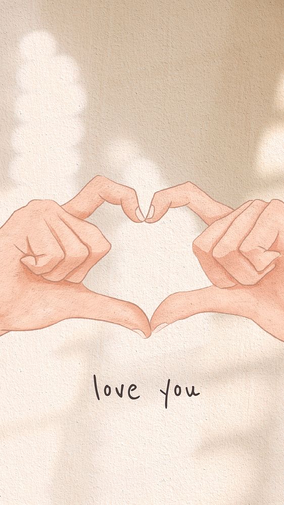 Valentine&rsquo;s quote Love You heart hand sign social media story