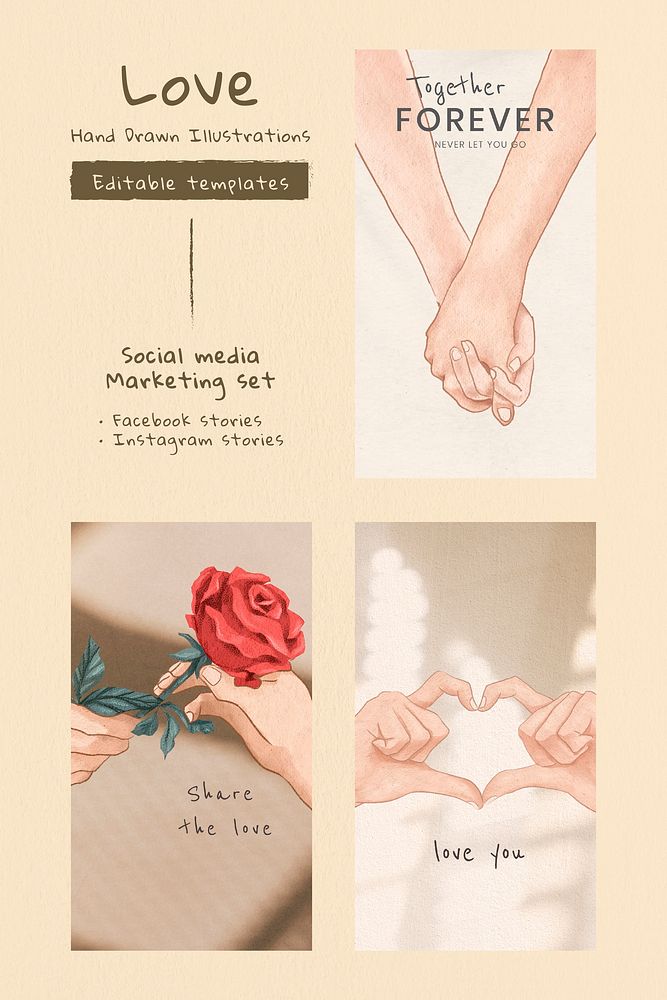 Romantic Valentine&rsquo;s graphic templates vector mobile wallpaper collection