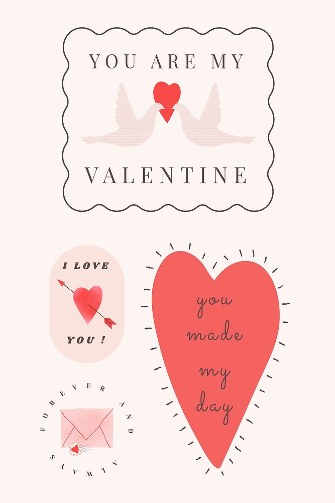I love you Valentine's day vector badge set