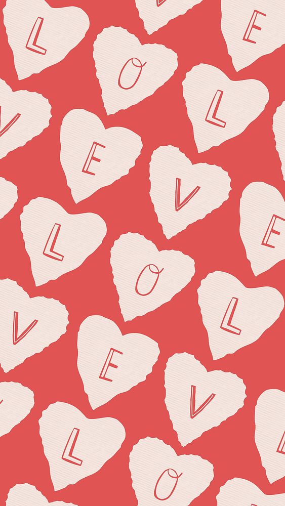 Love pattern psd mobile wallpaper for Valentine&rsquo;s day