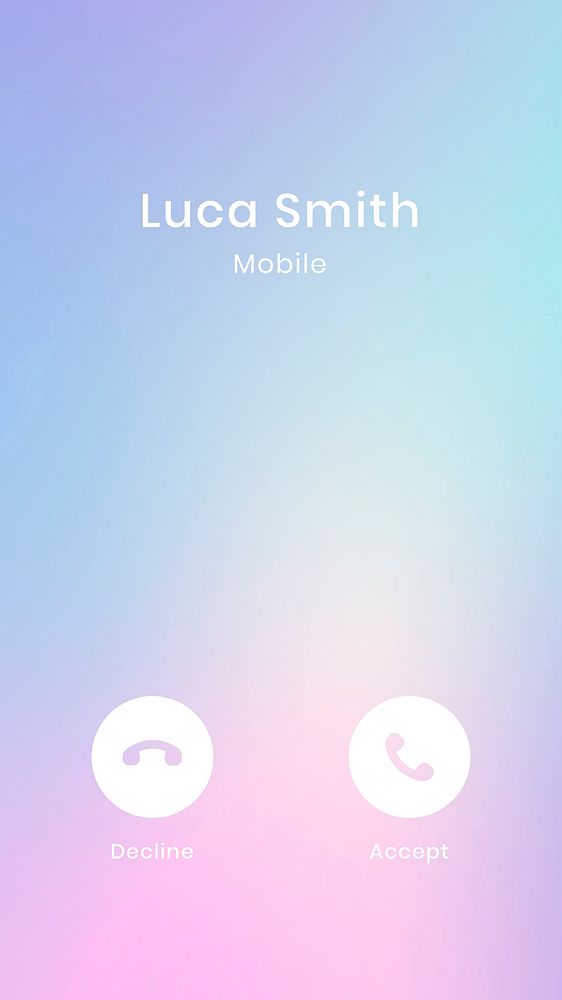 Call interface smartphone screen on colorful pastel background