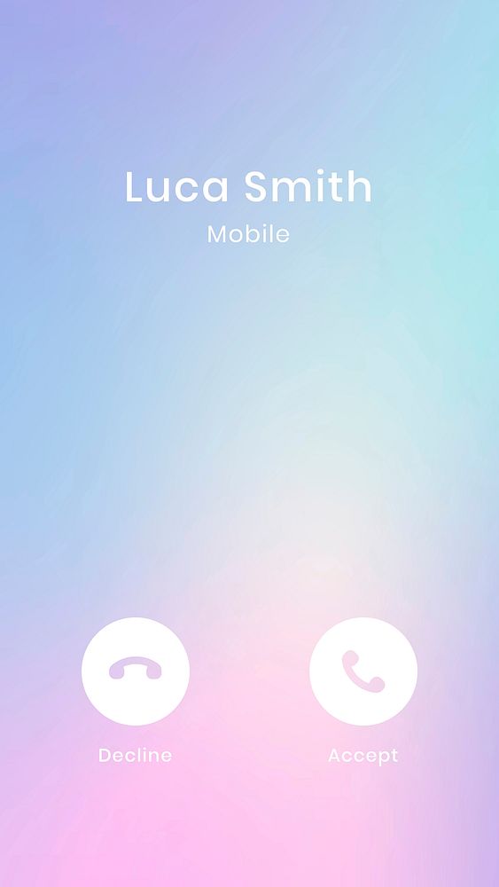 Call interface template smartphone vector screen on colorful pastel background