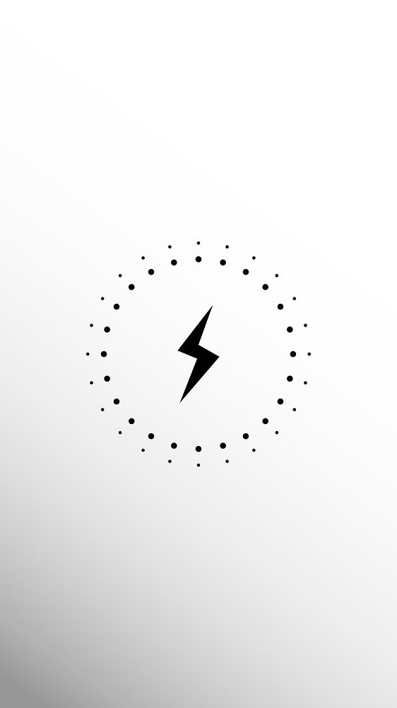 Charging lightning icon on smartphone screen